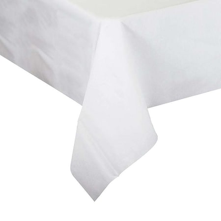 Smarty Had A Party 50" x 108" White Rectangular Linen-Like Tablecloths (12 Tablecloth), 12PK 813272-CASE